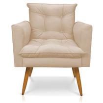 Poltrona Olivia Suede Pés Palito Castanho - Pallazio
