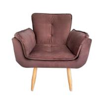 Poltrona Opala Cadeira Decorativa Suede Marrom - Estofados Premium