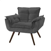 Poltrona Opala CINZA Suede Pés Palito Decorativa Sala de Estar, Consultório, Escritório Poltrona Opala CINZA Suede Pés Palito Decorativa Sala de Estar, Consultório, Escritório