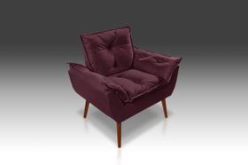 Poltrona Opala Com Fibra Siliconada suede Bordô- Modena Decor