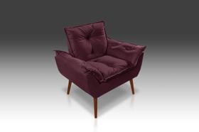 Poltrona Opala Com Fibra Siliconada Suede Bordô -RV DECORA