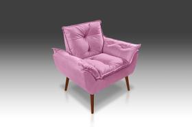 Poltrona Opala Com Fibra Siliconada Suede Rosê -RV DECORA Poltrona Opala Com Fibra Siliconada Suede Rosê -RV DECORA