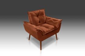 Poltrona Opala Com Fibra Siliconada Suede Terracota -CASA DA POLTRONA