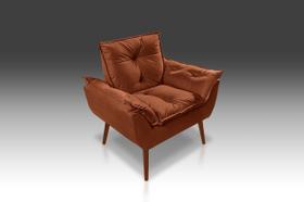 Poltrona Opala Com Fibra Siliconada Suede Terracota-RV DECORA Poltrona Opala Com Fibra Siliconada Suede Terracota-RV DECORA
