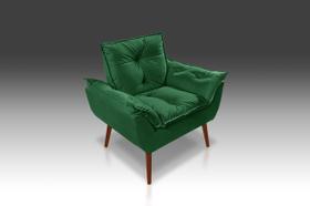 Poltrona Opala Com Fibra Siliconada Suede Verde-CASA DA POLTRONA