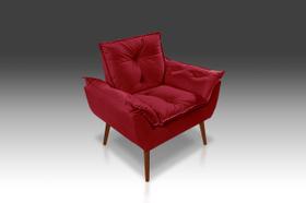 Poltrona Opala Com Fibra Siliconada Suede Vermelho -CASA DA POLTRONA