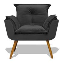 Poltrona Opala Decoração Sala Estar Suede Grafite Poltrona Opala Decoração Sala Estar Suede Grafite