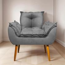 Poltrona Opala Decorativa Cinza Ideal Sala de Estar Recepção
