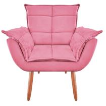 Poltrona Opala Decorativa Escritório Suede Rosa