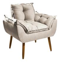 Poltrona Opala Decorativa para Sala de Estar Recepção Confortável Sofisticada com Pés Palito