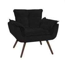 Poltrona Opala Decorativa Pés Palito Suede PRETO Poltrona Opala Decorativa Pés Palito Suede PRETO