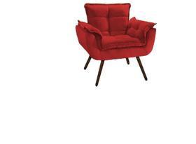 Poltrona Opala Decorativa Pés Palito Suede VERMELHO Poltrona Opala Decorativa Pés Palito Suede VERMELHO