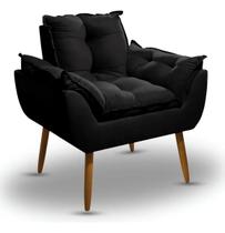 Poltrona Opala Decorativa Preta Ideal Sala de Estar Recepção Poltrona Opala Decorativa Preta Ideal Sala de Estar Recepção