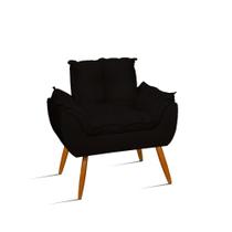 Poltrona Opala Decorativa Sala de Estar Consultório Preta