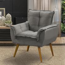 Poltrona Opala Decorativa Sala Suede Cinza Poltrona Opala Decorativa Sala Suede Cinza