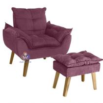 Poltrona Opala E Puff Opala Bordô Vinho