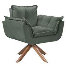 Poltrona Opala Giratória Madeira Suede