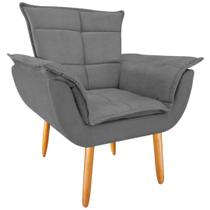 Poltrona Opala Luxo suede Grafite para quarto