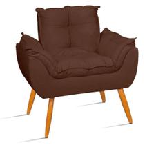 Poltrona Opala para Recepção Atendimento Pés Madeira Marrom - Will Decor