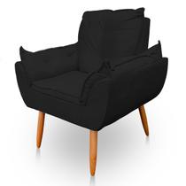 Poltrona Opala para Sala e Quarto Suede Preto - Jylcrom