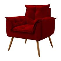 Poltrona Opala Pés Palito Decorativa Sala e Quarto Veludo Vermelho - Shop das Cabeceiras