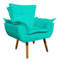 Poltrona Opala Retro Cadeira Sala Estar-suede Azul Turquesa