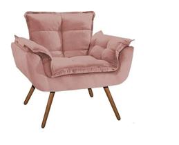 poltrona opala ROSE suede decorativa para sala escritório Dalaqua-Decor
