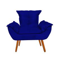 Poltrona Opala Sala De Estar Luxo Suede Azul Marinho