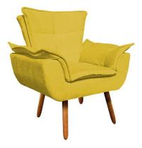 Poltrona Opala Salão Sala De Jantar - Suede Amarelo