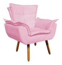 Poltrona Opala Salão Sala De Jantar - Suede Rosa Bebê
