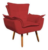 Poltrona Opala Salão Sala De Jantar - Suede Vermelho
