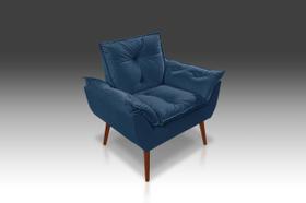 Poltrona Opala Suede Azul Marinho -CS Poltronas e Cia - CASA DA POLTRONA