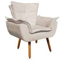 Poltrona Opala Suede Bege Pés Palito Castanho Drossi Poltrona Opala Suede Bege Pés Palito Castanho Drossi