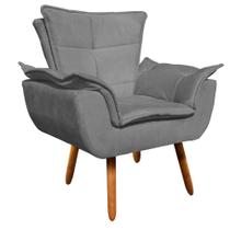 Poltrona Opala Suede Grafite Pés Palito Castanho Drossi Poltrona Opala Suede Grafite Pés Palito Castanho Drossi