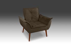 Poltrona Opala Suede Marrom Escuro -Modena Decor Poltrona Opala Suede Marrom Escuro -Modena Decor