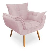 Poltrona Opala Suede Rosa Bebê Pés Palito Poltrona Opala Suede Rosa Bebê Pés Palito