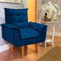 Poltrona Opalla Cadeira Decorativa Suede Azul Marinho para Escritório Sala de Estar Recepção
