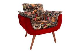 Poltrona Opalla Retrô 01 Lugar Vermelha