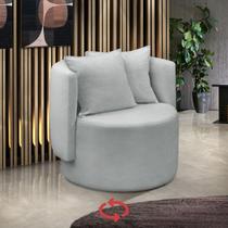 Poltrona Orgânica Base Giratória Maya Boucle Cinza Redonda Decorativa Poltrona Orgânica Base Giratória Maya Boucle Cinza Redonda Decorativa