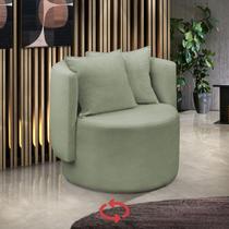 Poltrona Orgânica Base Giratória Maya Boucle Verde Redonda Decorativa