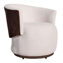 Poltrona Organica Beatriz Design Tecido Bouclé Bege Com Composê em Calacata Marrom