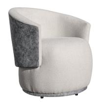 Poltrona Organica Beatriz Nobre Tecido Boucle Bege Com Composê em Calacata Cinza