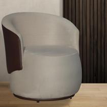 Poltrona Organica Beatriz Suede Bege C/ Composê Corano Marrom - LM DECOR