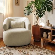 Poltrona Orgânica Chloe Boucle Redonda Decorativa com Almofada Plumante Poltrona Orgânica Chloe Boucle Redonda Decorativa com Almofada Plumante