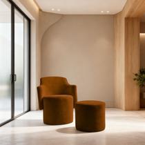 Poltrona Orgânica com puff Minimalista Moderna Elegante Decorativa Confortável Estofada Sala Espera Escritório