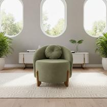 Poltrona Orgânica Curva Amsterdã Boucle Verde Oliva - Montanari's Decor