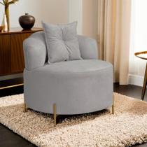 Poltrona Orgânica Curva Grecia Com Pés Metal Linho Bouclê Cinza Poltrona Orgânica Curva Grecia Com Pés Metal Linho Bouclê Cinza