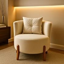 Poltrona Orgânica Curva Luna Veludo Bege - Montanaris Decor
