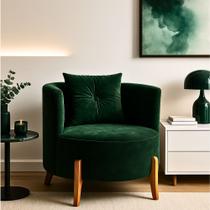 Poltrona Orgânica Curva Luna Veludo Verde - Montanaris Decor