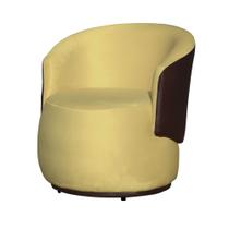 Poltrona Orgânica Decorativa Beatriz Suede Composê material sintético Marrom Base Fixa